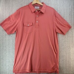 Linksoul Polo Shirt Mens Large Coral Flap Pocket Golf Short Sleeve John Ashworth